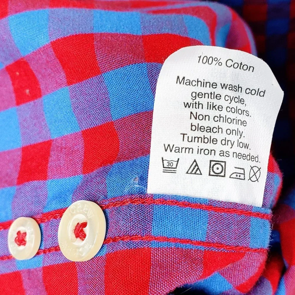 J.‎ Crew Checkered Red Blue Button Down Shirt L